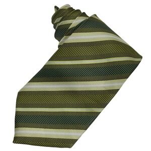Vintage Nottingham Wide Striped Necktie Tie Men Green Olive Sage 70s Earth Tones